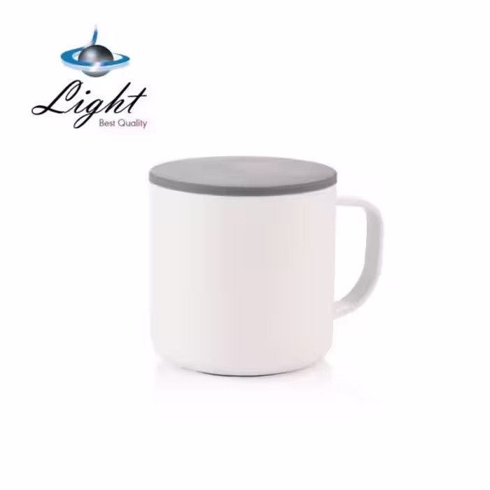لیوان دوجداره دربدار استیل سفید