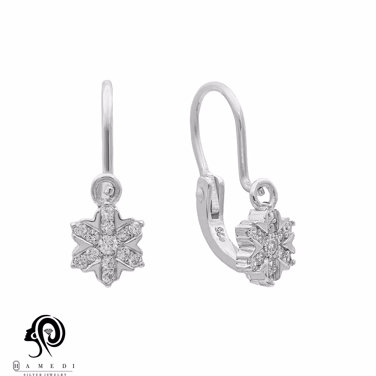 گوشواره نقره زنانه طرح گل مدل EE B106