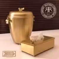 سالینو سطل ودستمال خمره ایی  طلایی انتیک  414B