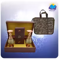 گلستان و بوستان سعدی پالتويی چرم با دو گلدان خاتم 16 با ساک ترمه هدیه(كد 90160)