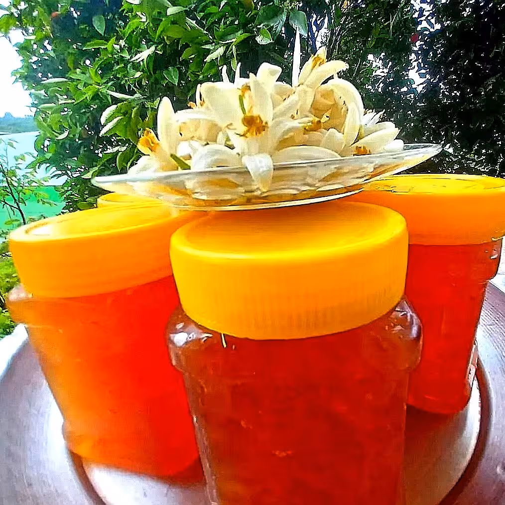 مربای بهار نارنج خالص شمال تهیه شده از شکوفه های نارنج 900گرم