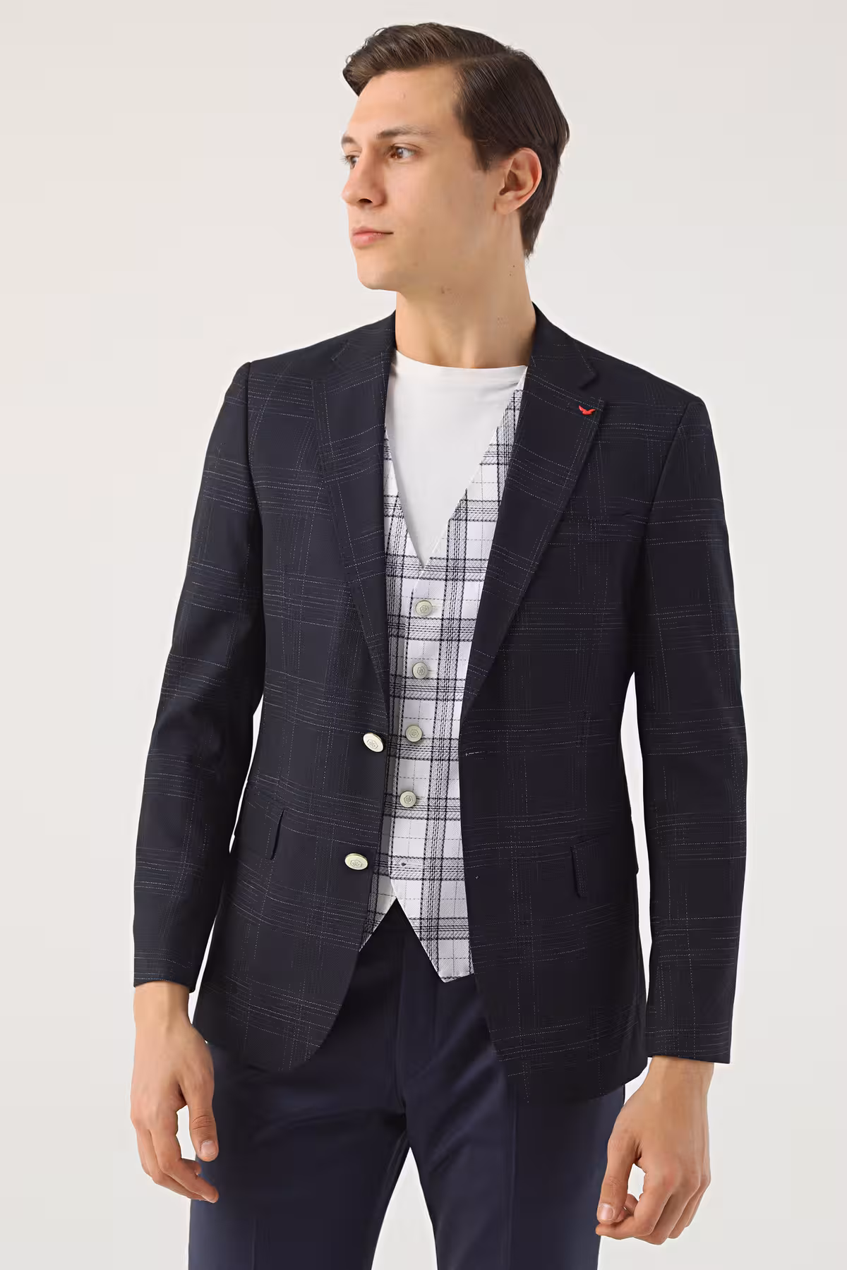 کت وشلوار مردانه DS DAMAT SLIM FIT NAVY BLUE AMELOR TEAM با ترکیبی D'S Damat