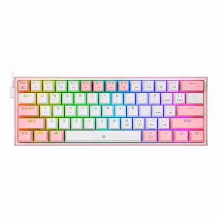 کیبورد ردراگون Keyboard Redragon K617 FIZZ White-Pink RGB سوئیچ قرمز