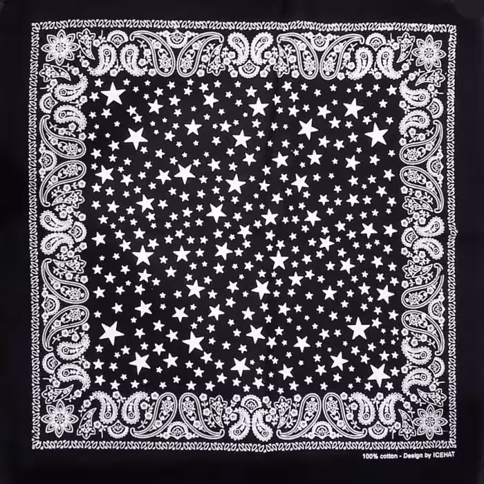 باندانا سیاه - سفید (دستمال گردن و سر زنانه) مدل RT-STAR02