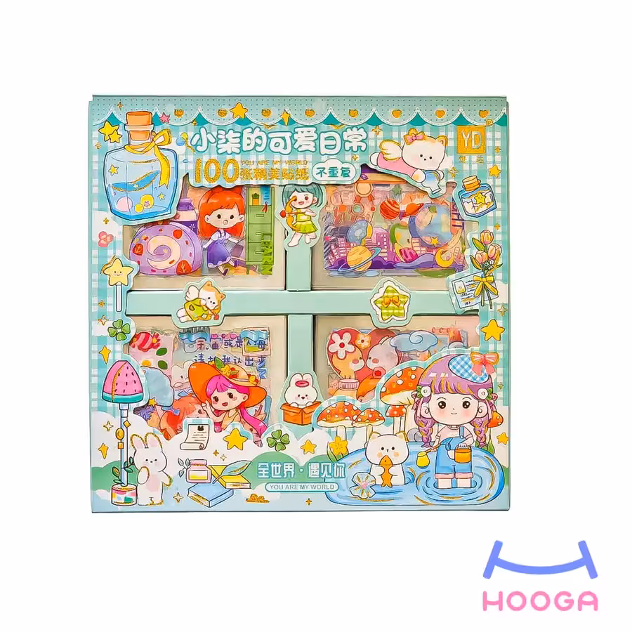 استیکر 100 برگ طرح دختر و کهکشان - هوگا شاپ - فروش انواع محصولات فانتزی