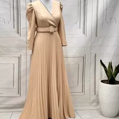 پیراهن مهمانی زنانه کرپ at مدل ماکسی پلیسه