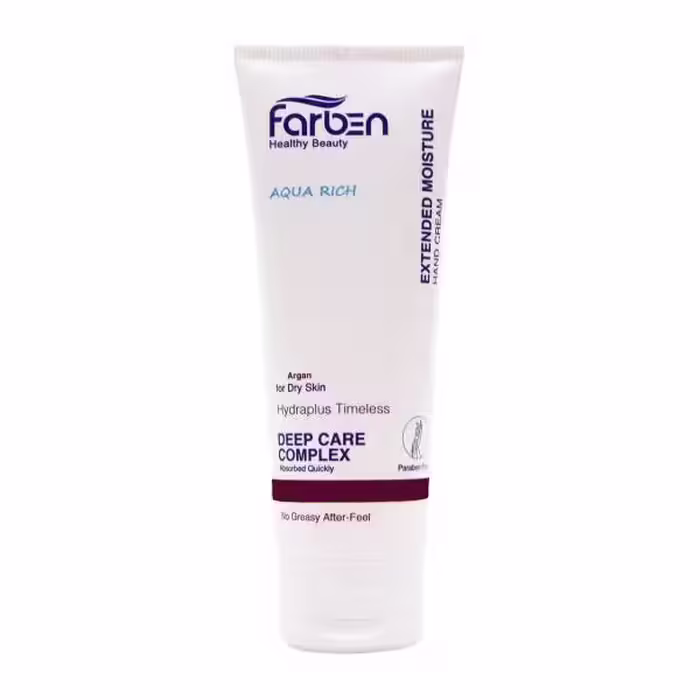 کرم آبرسان دست فاربن سری Aqua Rich مدل Argan Oil حجم 75 میلی لیتر Farben Argan Oil Aqua Rich Hand Moisturizing Cream 75ml