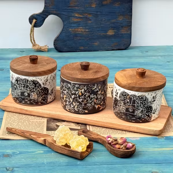 ست بانکه کوچک با سینی یکپارچه مهر طرح دو