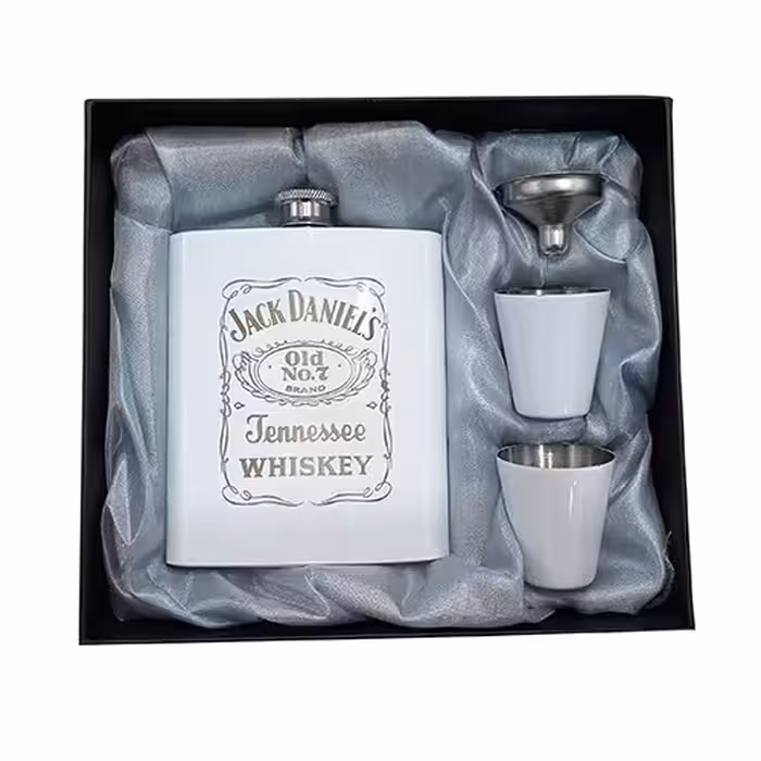 ست قمقمه کتابی دو لیوانه سفید طرح دار