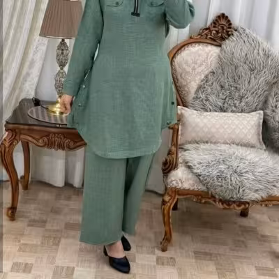 تونیک شلوارنیم زیپ جنس میشه فری سایز تا 52