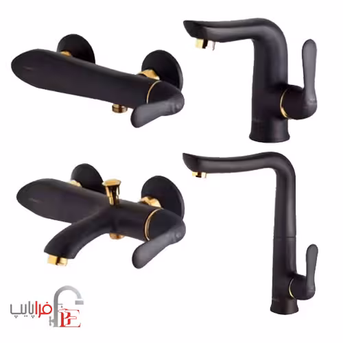 ست شیرآلات شیبه مدل هامون مشکی طلایی ا shibeh hamoon Collection