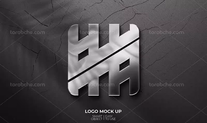 موکاپ لایه باز لوگو 3D فلزی | گرافیک با طعم تربچه