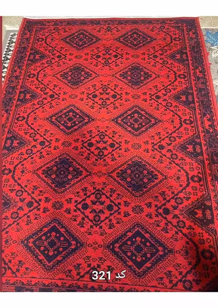 گلیم فرش ماشینی لاکی 400 شانه آکرلیک کاشان-کد 321
