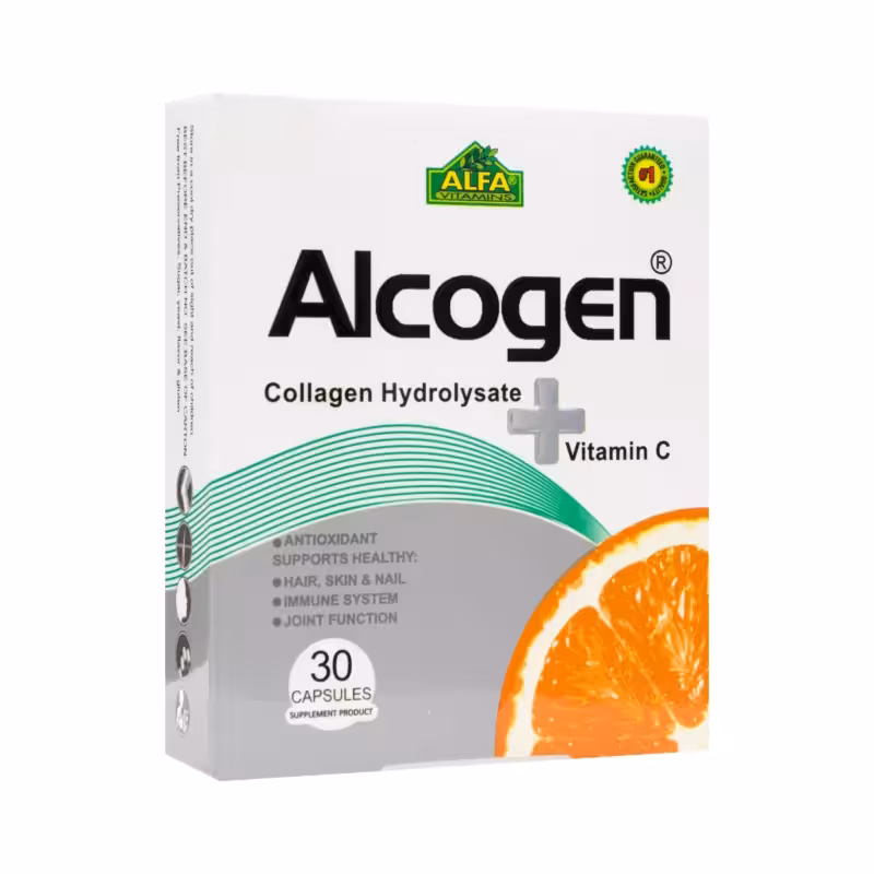 کپسول آلکوژن و ویتامین ث ورقه‌ای آلفا ویتامینز