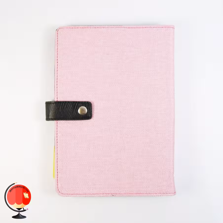 دفتر کلاسوری 100 برگ پارچه ای جلد صورتی آپادانا