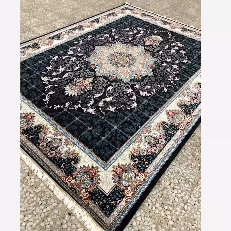 فرش ماشینی کاشان700شانه 100درصدآکرلیک طرح هیواسرمه ای 6متری (باارسال رایگان)