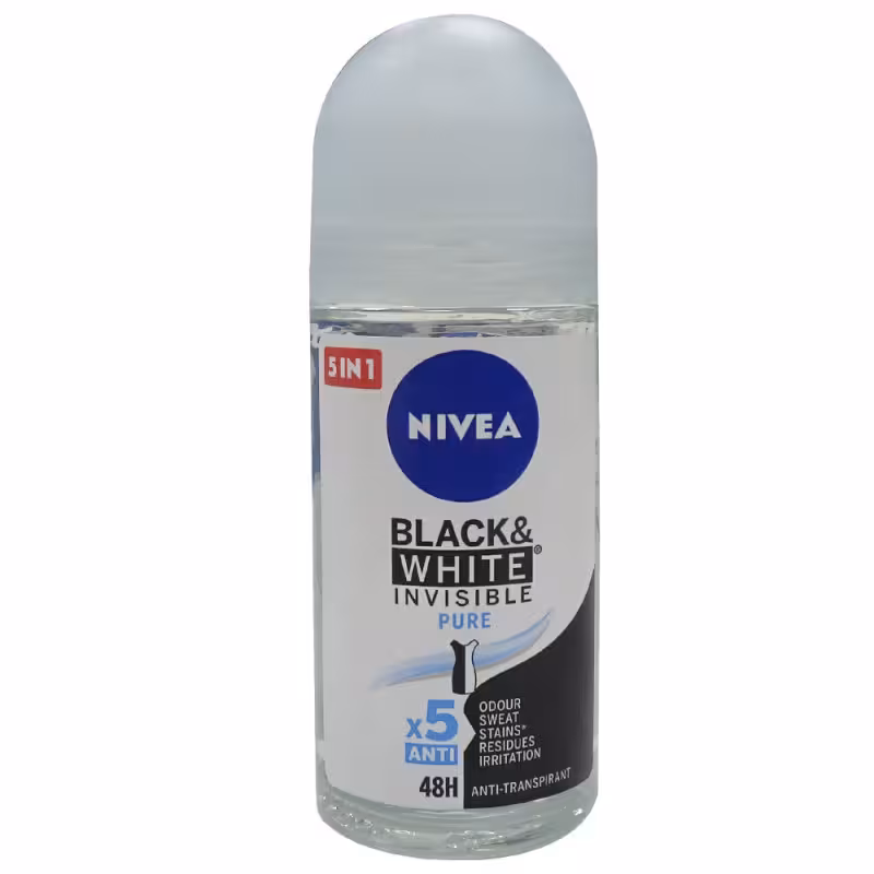 مام رولی نیوآ NIVEA سری بلک اند وایت مدل پیور زنانه مدل اروپایی حجم 50 میلی لیتر