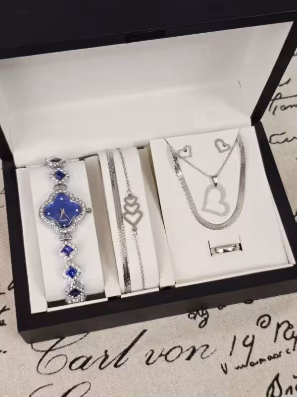 ست ساعت مچی عقربه ای زنانه و دخترانه و دستبند و نیم ست و انگشتر