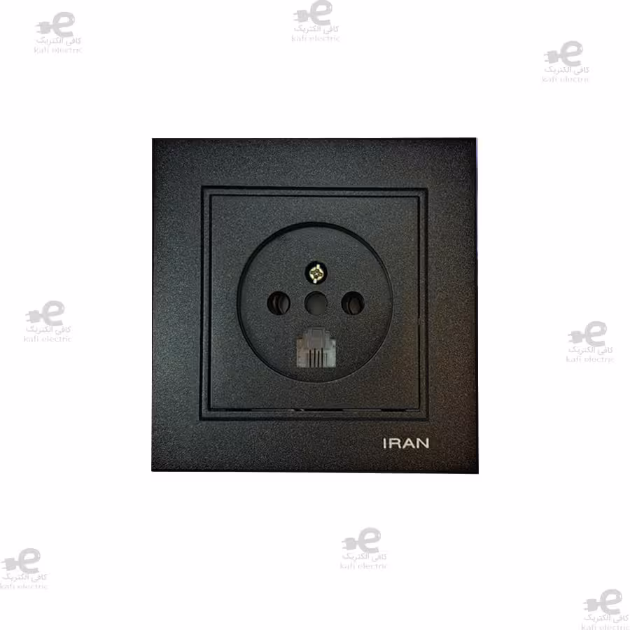 پریز تلفن دوکاره مشکی برلیان ایران الکتریک