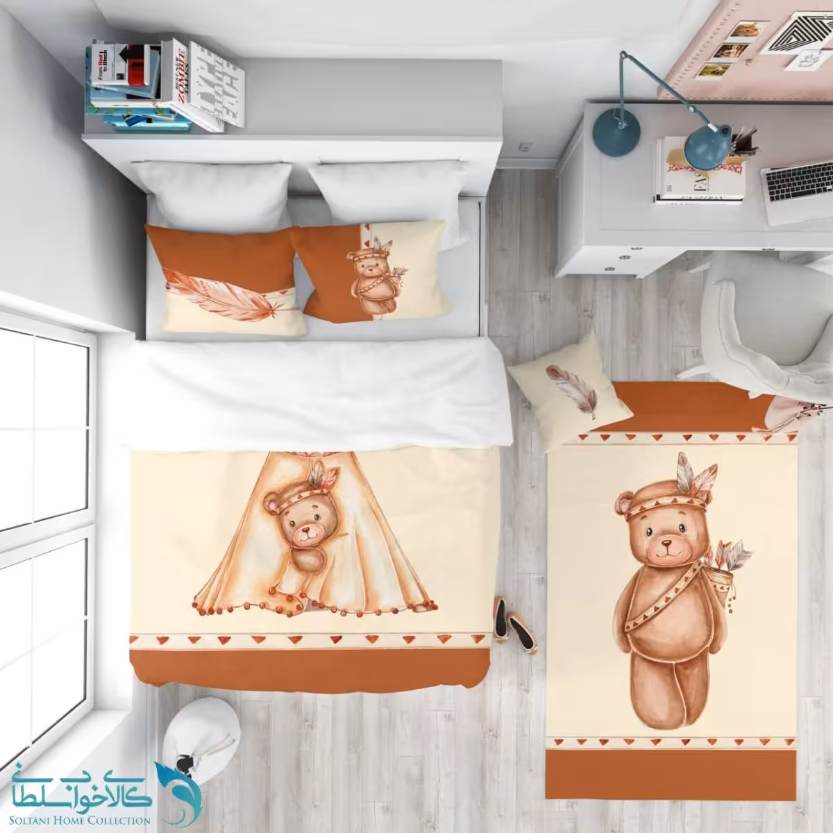 روتختی طرح خرس سرخ پوست سایز یکنفره کد A3049