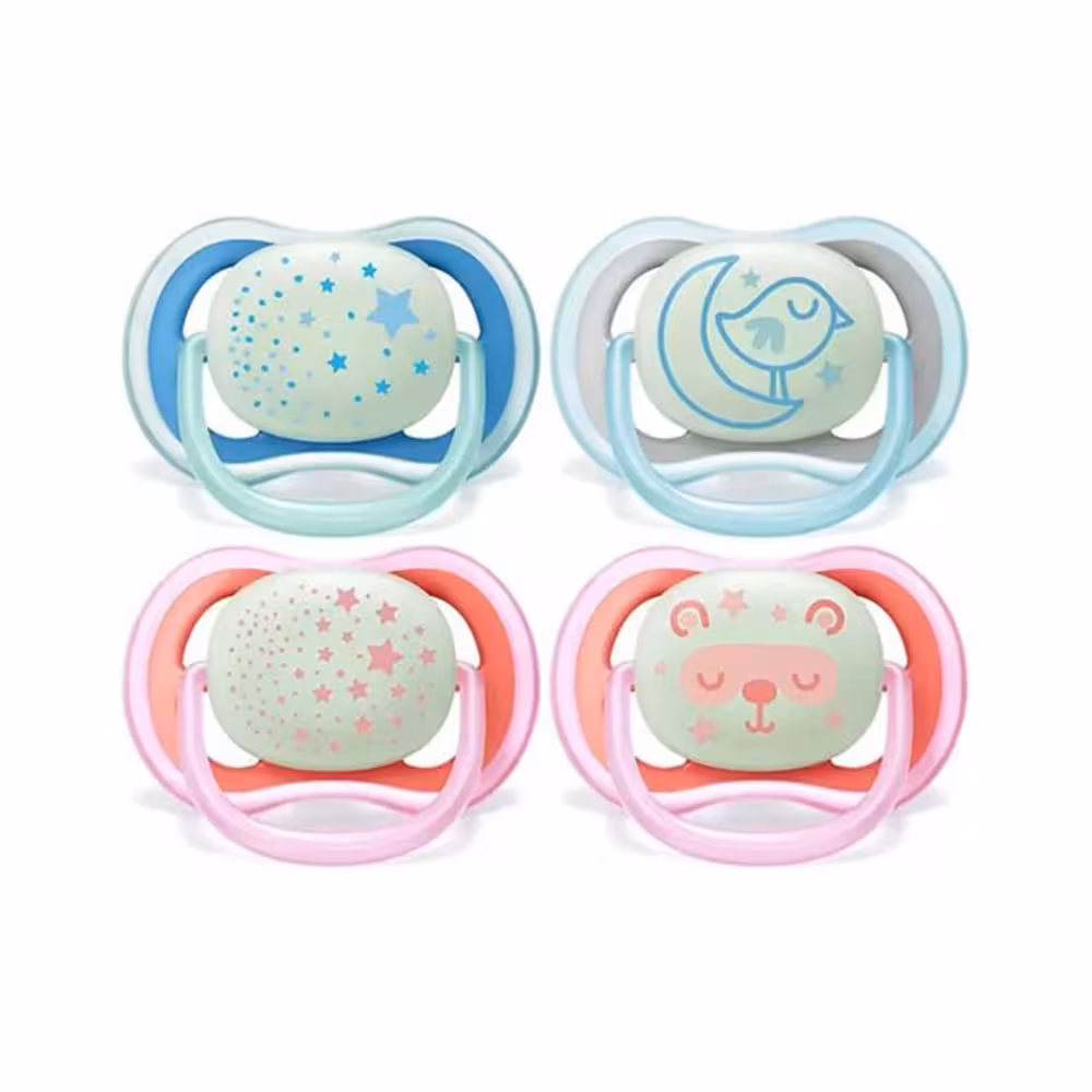 پستانک ارتودنسی شب تاب  18-6 ماه فیلیپس اونت Philips Avent بسته دو عددی  SCF376/20