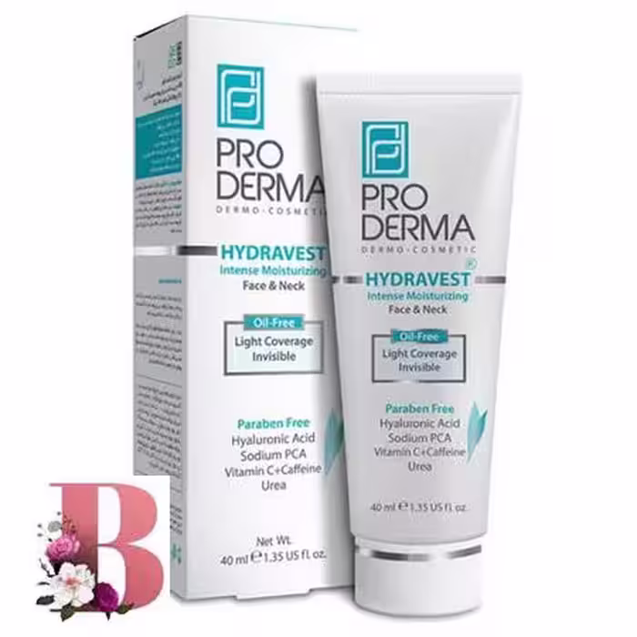 کرم مرطوب کننده صورت و گردن پرودرما مدل HYDRAVEST حجم 40 میلی لیتر | PRODERMA INTENSE MOISTURIZING FACE & NECK OIL FREE CREAM 40 ML