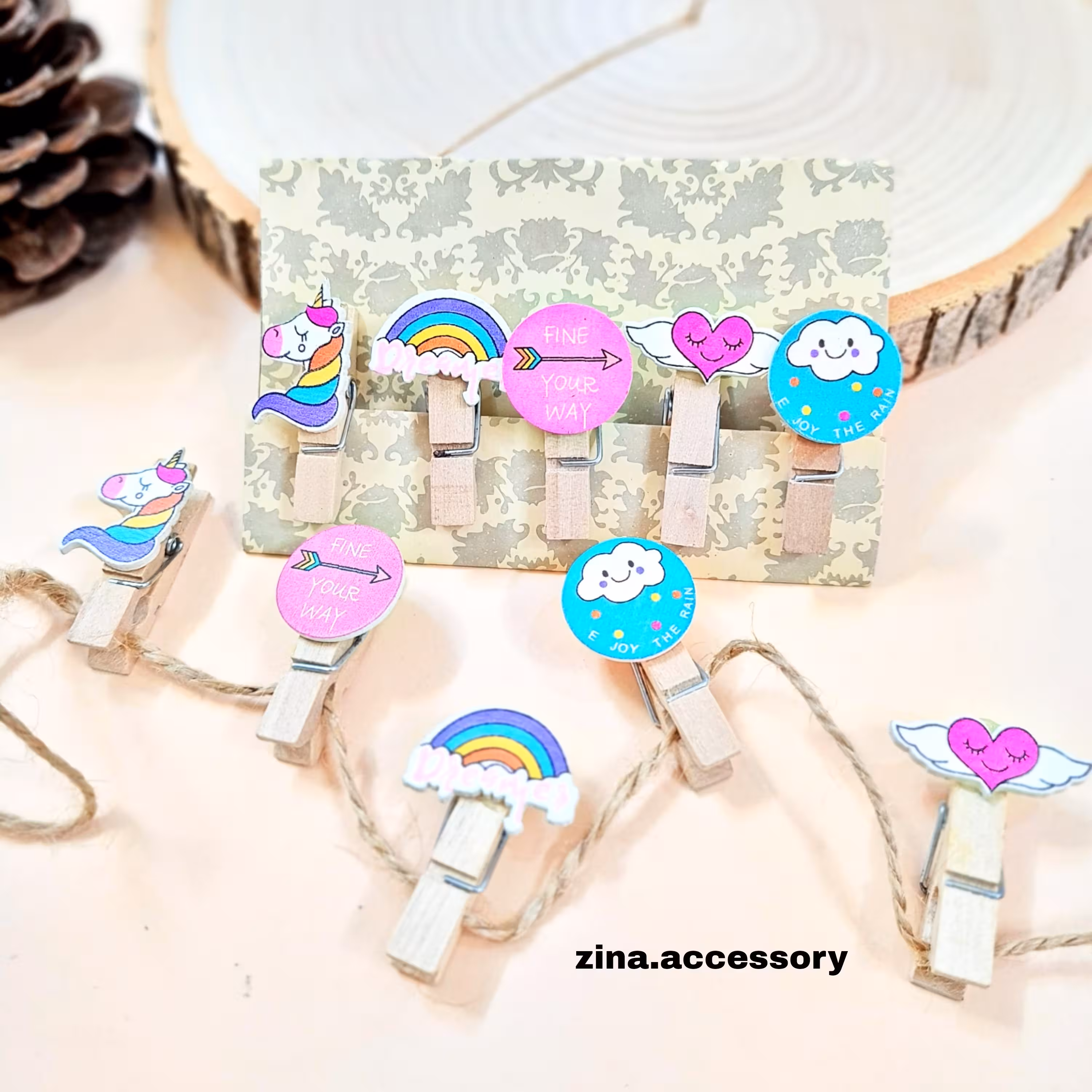 گیره چوبی فانتزی طرح یونیکورن