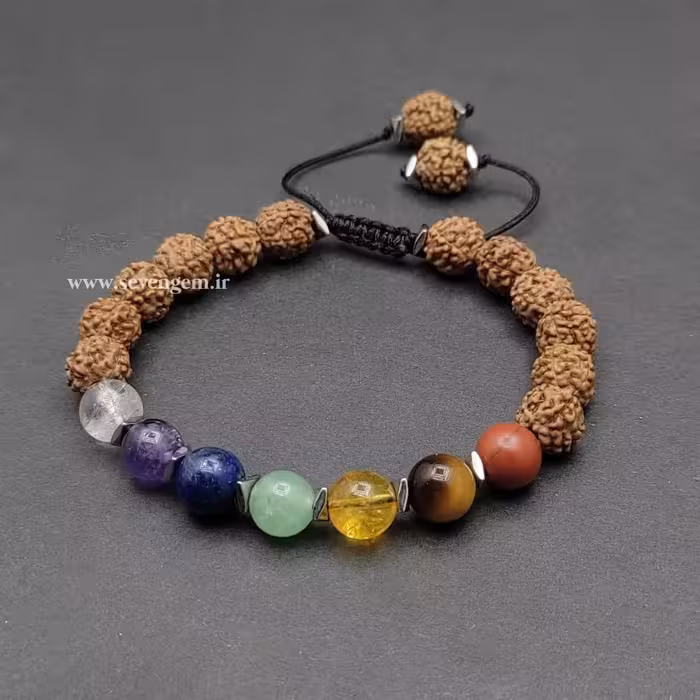 دستبند میکس سنگهای هفت چاکرا و رودراکشا (کدA492)