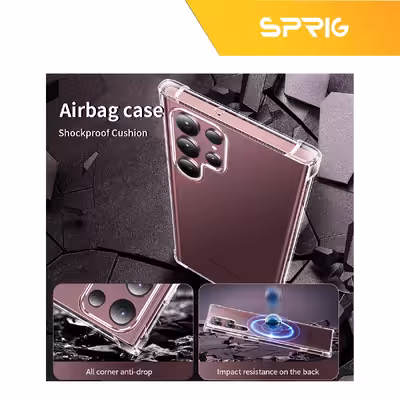 کاور اسپریگ مدل Full-Airbag مناسب برای گوشی موبایل سامسونگ Galaxy S22 Ultra به همراه محافظ صفحه نمایش