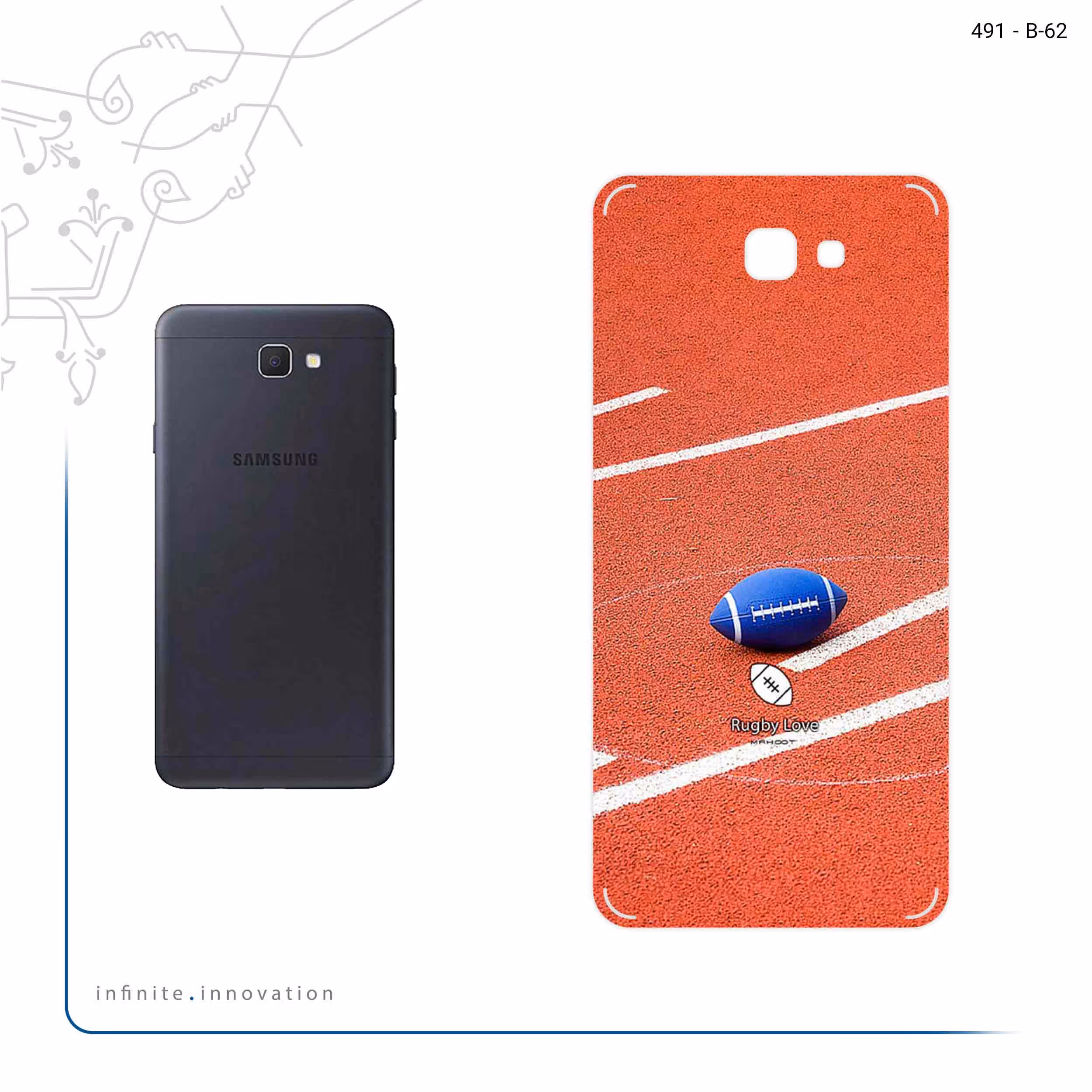 برچسب پوششی ماهوت مدل Rugby football مناسب برای گوشی موبایل سامسونگ Galaxy J7 Prime