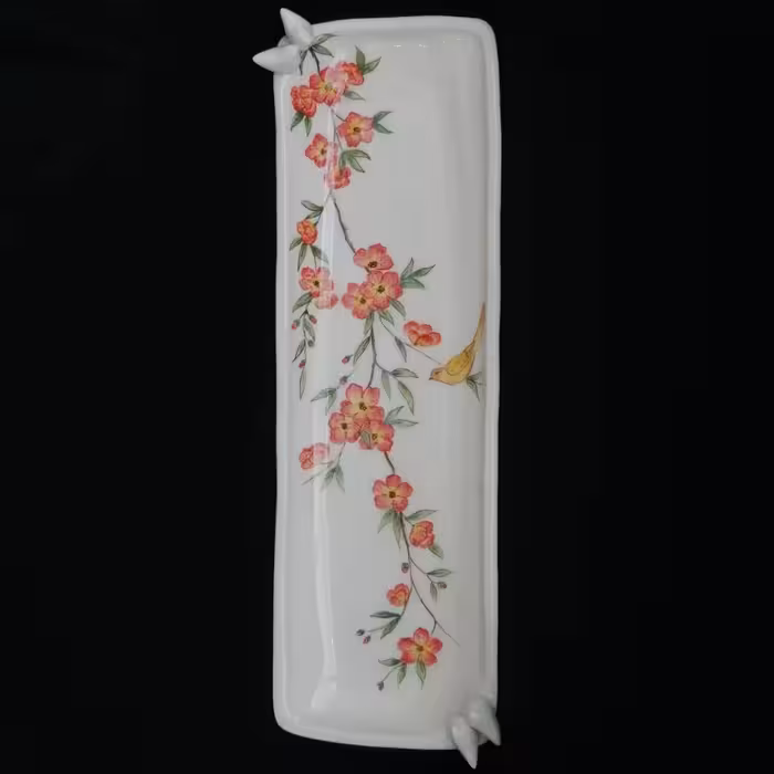 شیرینی خوری سرامیکی هیوا طرح رولت گل و مرغ کد 10984180