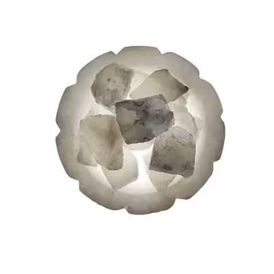 آباژور سنگ نمک مدل کاسه شیاردار پایه سنگی کد 200