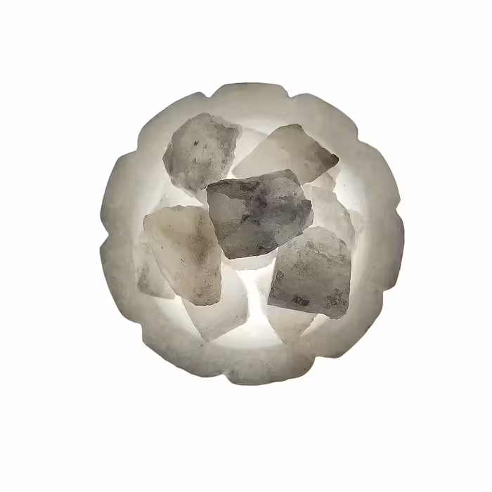 آباژور سنگ نمک مدل کاسه شیاردار پایه سنگی کد 200