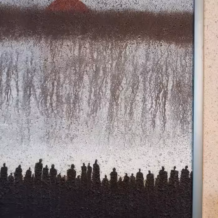 تابلو نقاشی میکس مدیا مدل انسانهای زمینی کد SHAG2