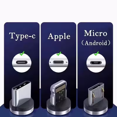 کابل تبدیل مغناطیسی USB به MicroUSB/USB-C/لایتنینگ دنمن مدل D09E طول 1 متر