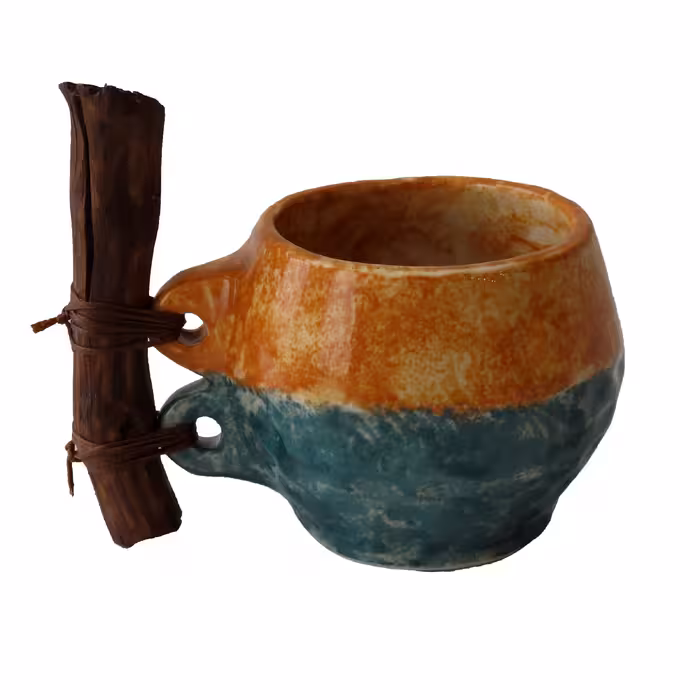 سرویس چای خوری سرامیکی 5 پارچه طرح آب و خاک مدل دستساز کد 1100