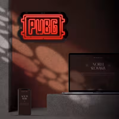 چراغ دیواری نئون دیزاین طرح Pubg-Logo-BL_RD