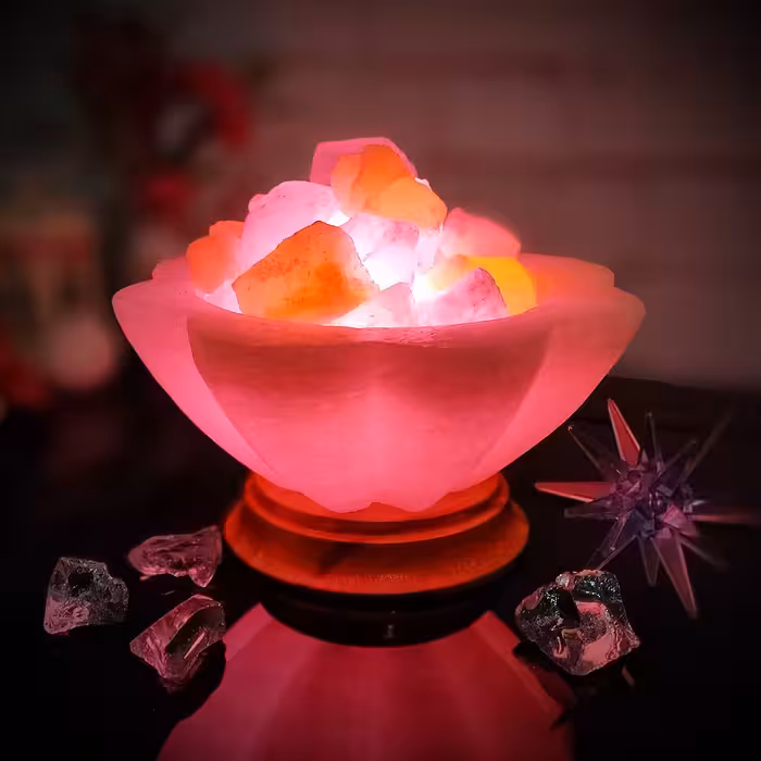 آباژور سنگ نمک مدل سـتاره ای پـایه چـوبی کـد 420