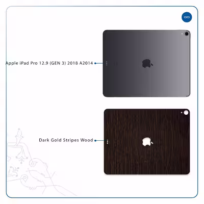 برچسب پوششی ماهوت مدل Dark-Gold-Stripes-Wood مناسب برای تبلت اپل iPad Pro 12.9 (GEN 3) 2018 A2014