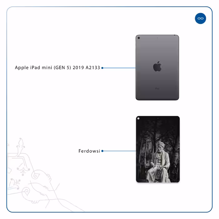 برچسب پوششی ماهوت مدل Ferdowsi-Logo مناسب برای تبلت اپل iPad mini (GEN 5) 2019 A2133