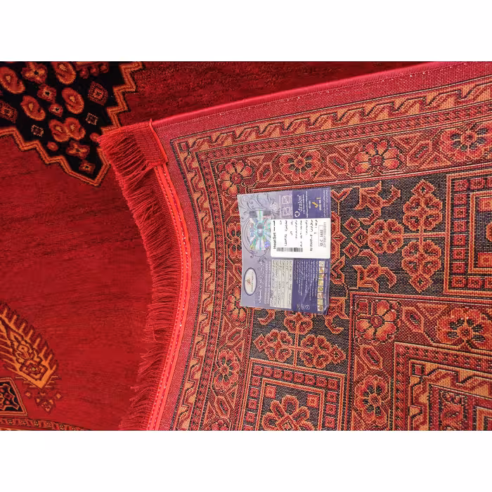 فرش ماشینی زمرد مشهد مدل کهنه نما زمینه لاکی