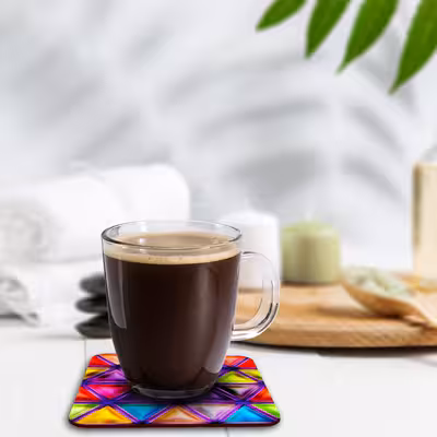 زیر لیوانی لوکسینو مدل شیشه های رنگی مجموعه 6 عددی