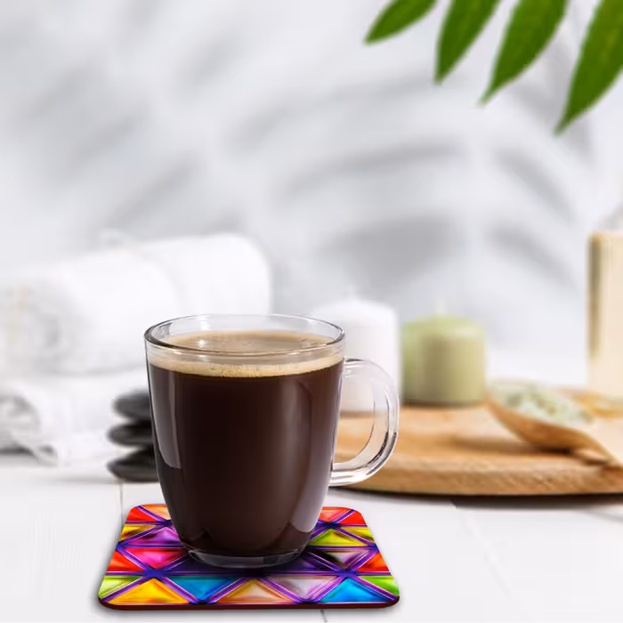 زیر لیوانی لوکسینو مدل شیشه های رنگی مجموعه 6 عددی