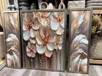 تابلو تکسچر برجسته سه تیکه طرح گل