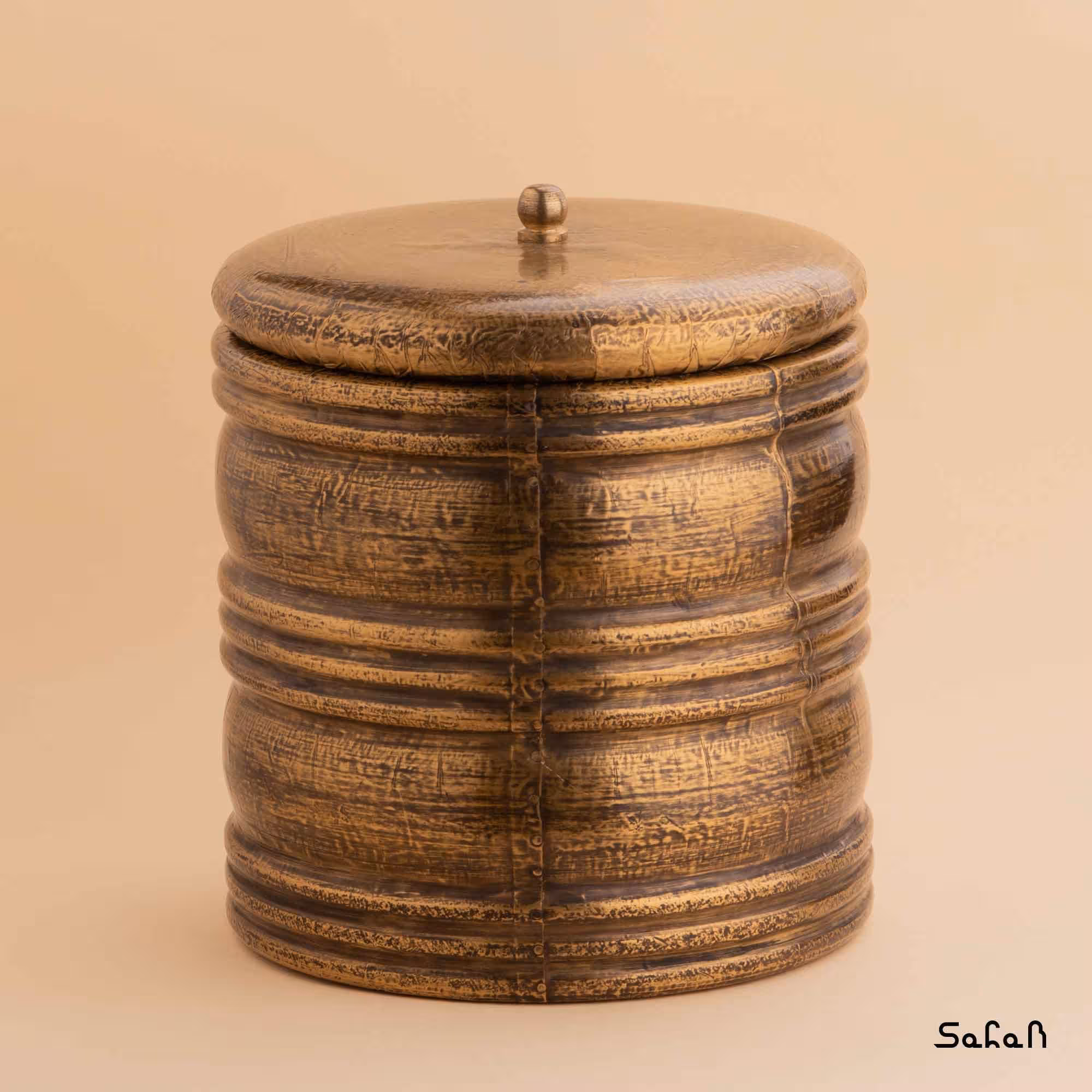 بانکه برنجی و چوبی طلایی سایز 3