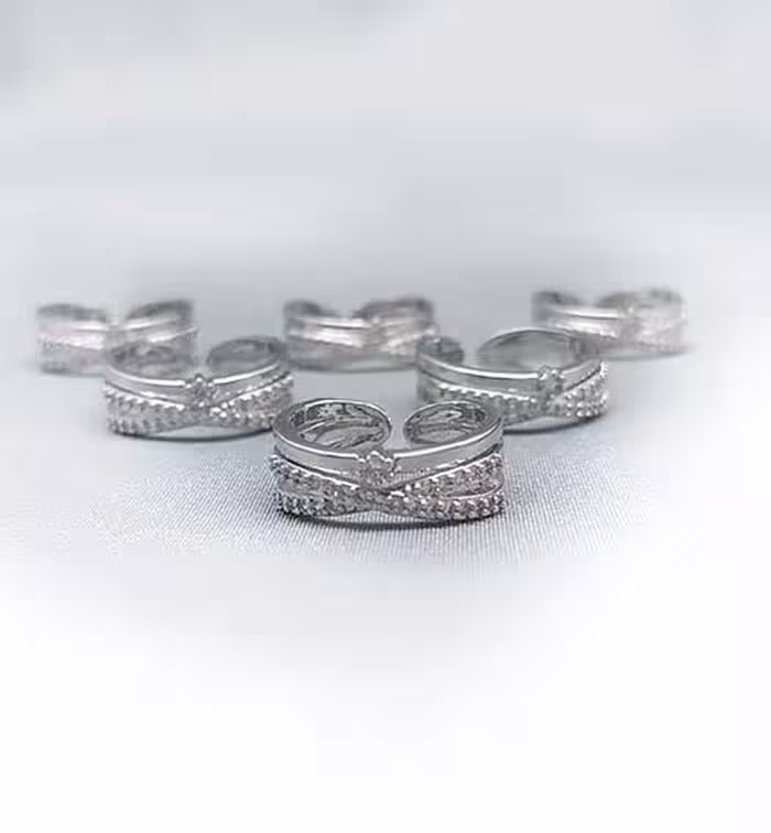 انگشتر دخترانه نقره ای فری سایز کد48