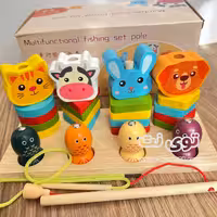 مونته سوری چوبی اشکال و حیوانات با ماهیگیری