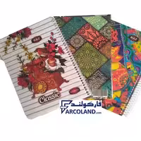 دفتر خط دار سیمی 50 برگ جلد طلقی طرح کلاسیک کارتن 170 عددی | فنری مشق | طرح های متنوع