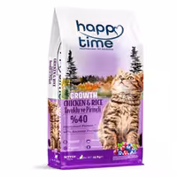 غذای خشک بچه گربه هپی تایم طعم مرغ و برنج Happy Time Growth Chicken And Rice