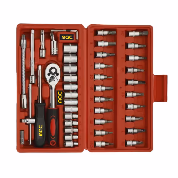 آچار و سری بکس و پیچ گوشتی مک مدل MAC-BOX مجموعه 46 عددی